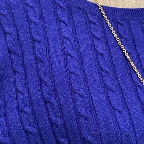 Talbots Blue Cable Crewneck Sweater - Picture 5 of 14